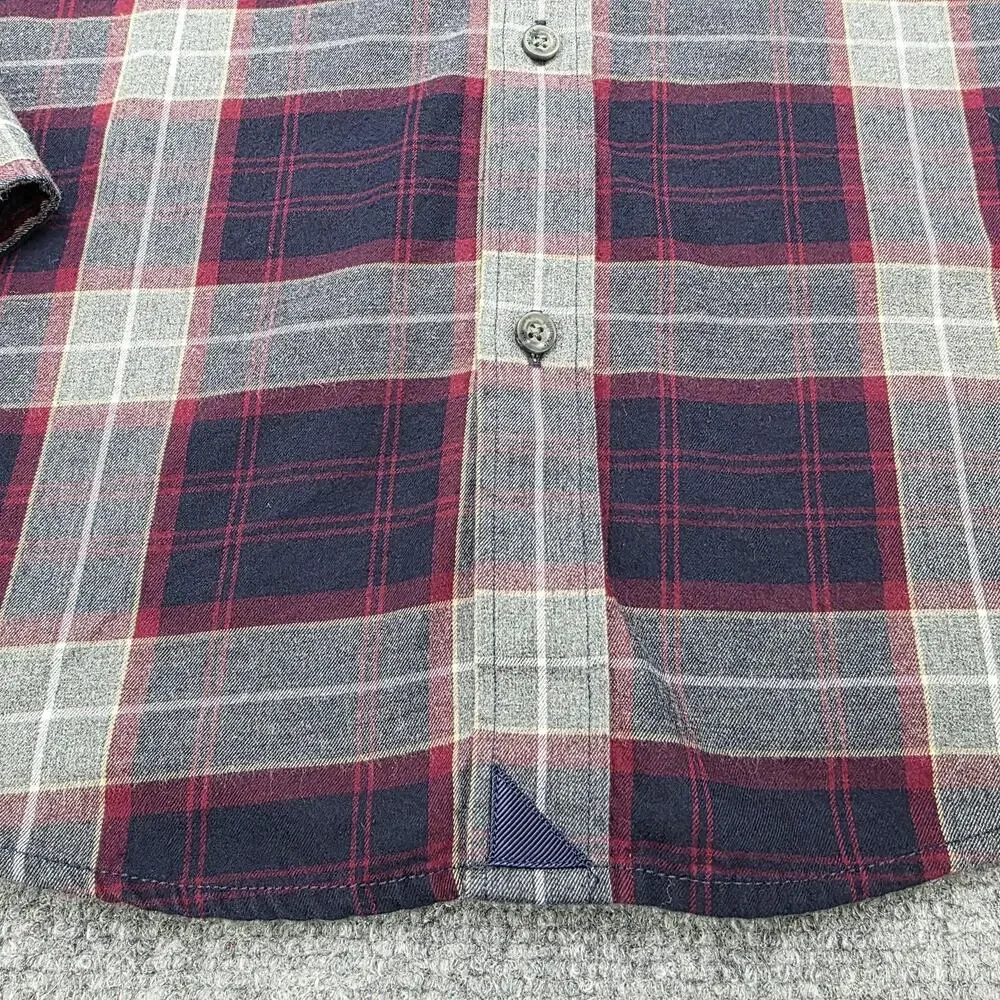 UNTUCKit Shirt Mens Large Red Navy Plaid Alentejo Slim Fit Cotton Button Down